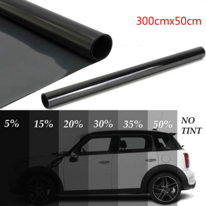 Home Decor Window Blinds - 300cmx50cm Black Car Window Foils Black