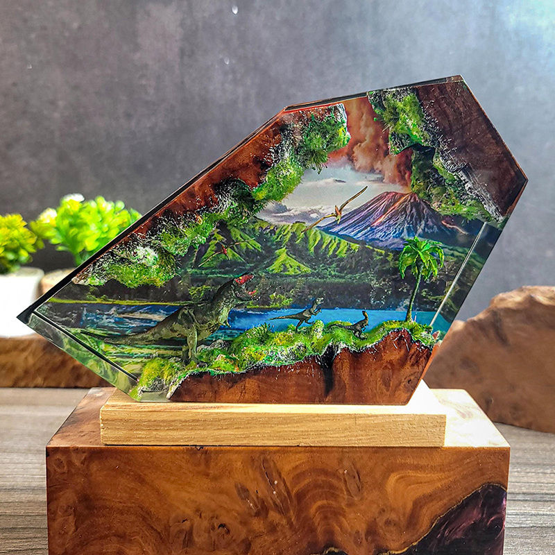 Home Decor Zen - Table Resin Lamp Dinosaur Figure Colorful