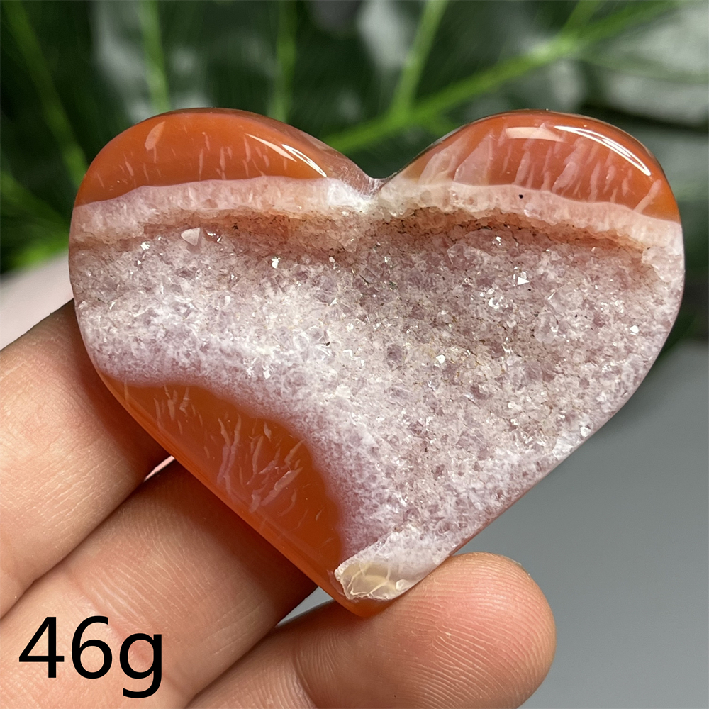 Home Decor Za - Natural Gemstone Red Agate Geode Heart