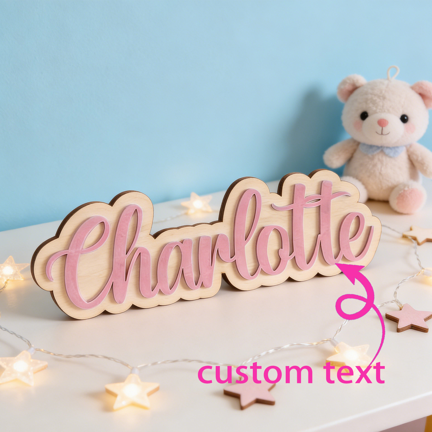 Wooden Letter Sign - 1pc Personalized Wooden Sign for Children's