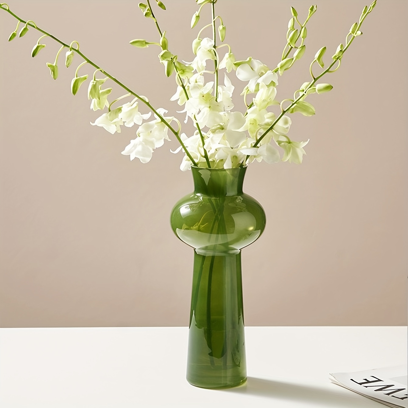 Glass Vase Nordic - Elegant Nordic-Inspired Glass Vase in Pink&Green-Modern
