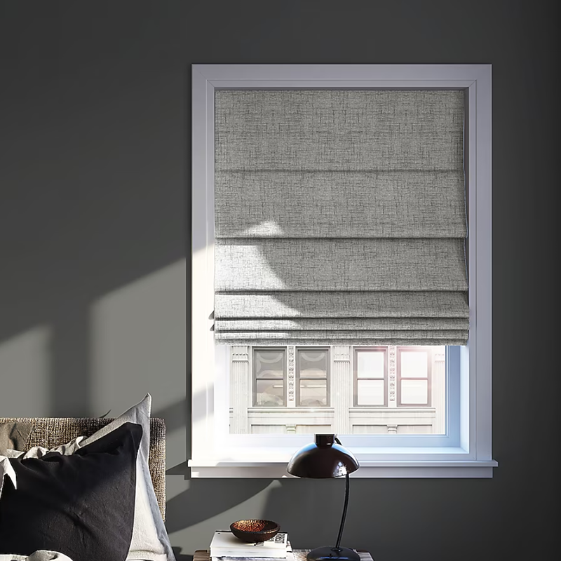 Home Decor Window Blinds - French Linen Blackout Roman Blinds Flax