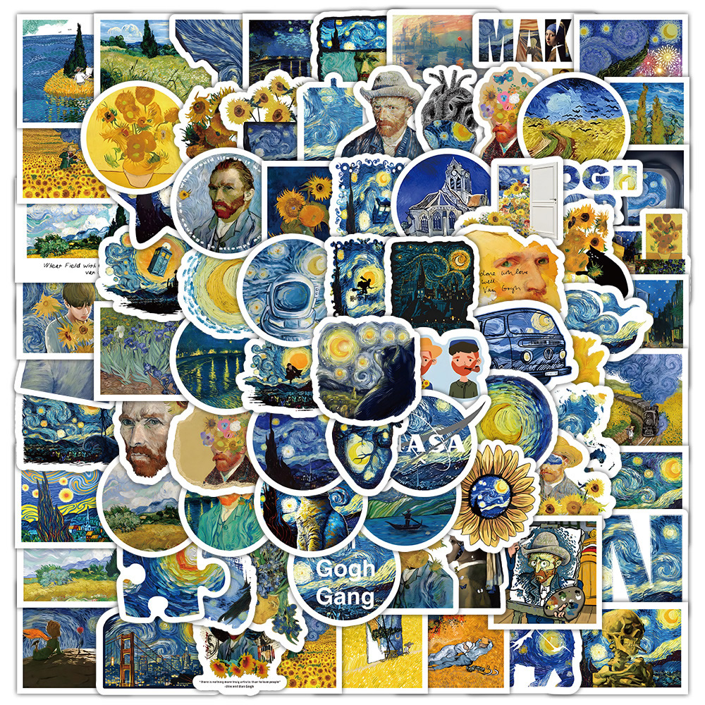 100Pcs Van Gogh Cute Stickers  - Home Decor On Sale 리뷰 및 가격