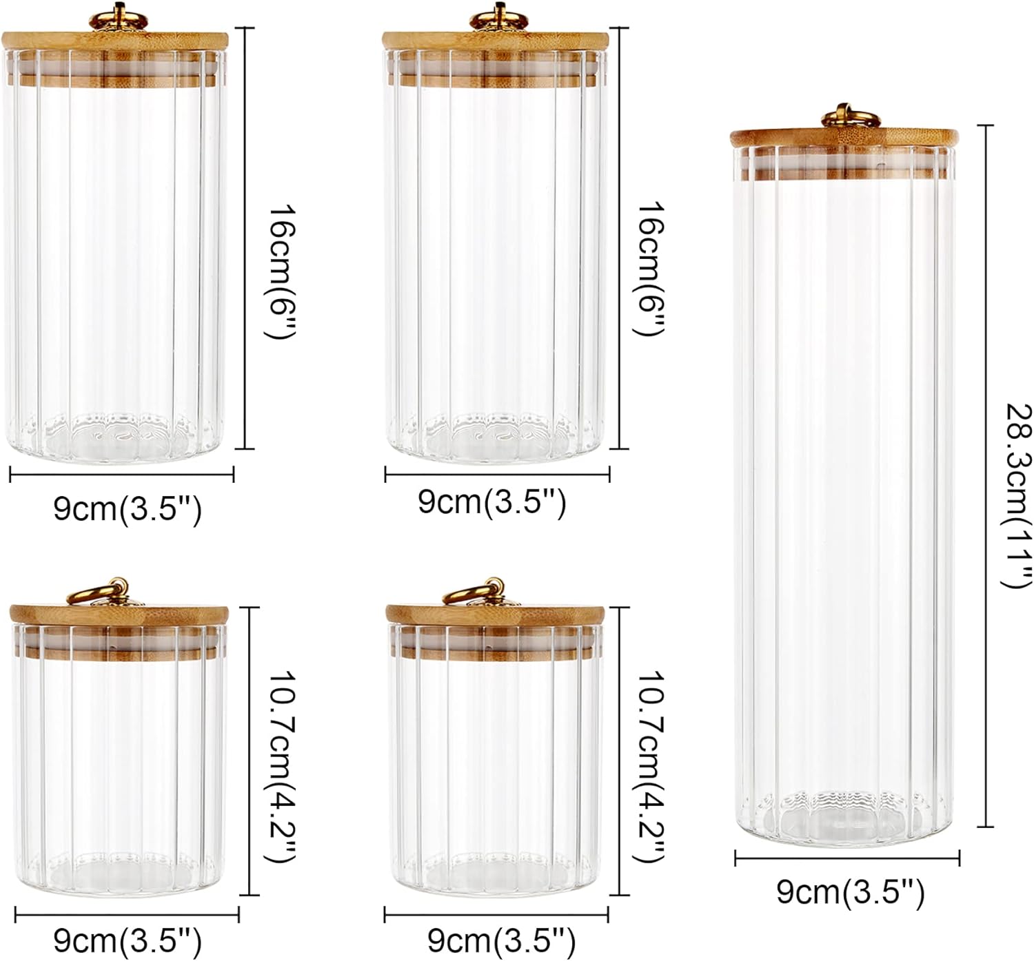 Glass Storage Jars Set of 5, D - Home Decor Kitchen 리뷰 및 가격