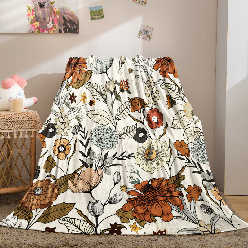 Boho Neutral Vintage Botanical - Neutral Throw Blanket 리뷰 및 가격