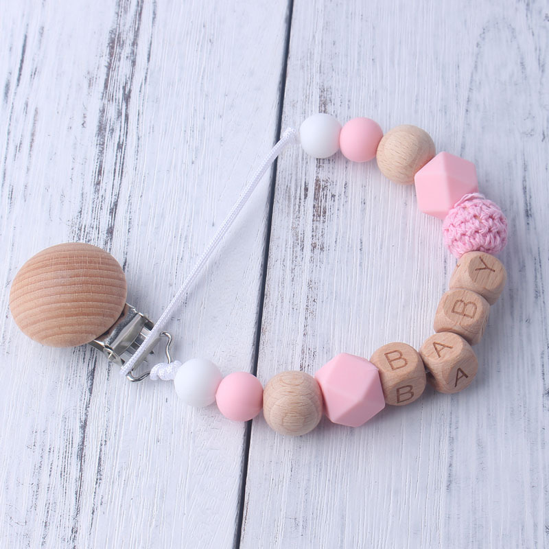 Baby Pacifier Clip with Wooden - Wooden Letter Sign 리뷰 및 가격