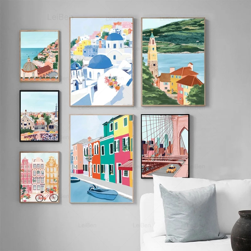 Cartoon Famous City Landscape  - Home Decor Dubai 리뷰 및 가격
