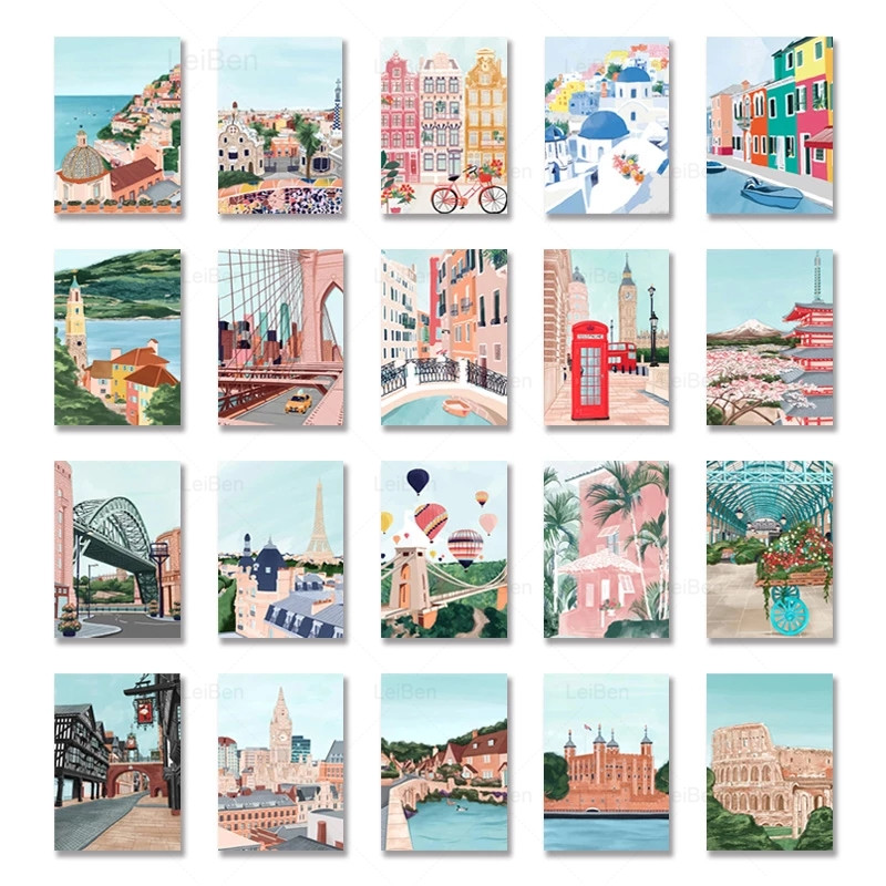 Cartoon Famous City Landscape  - Home Decor Dubai 리뷰 및 가격