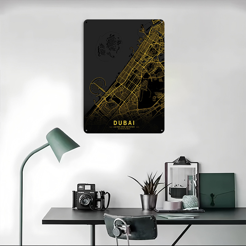 Golden Dubai City Map Metal Po - Home Decor Dubai 리뷰 및 가격