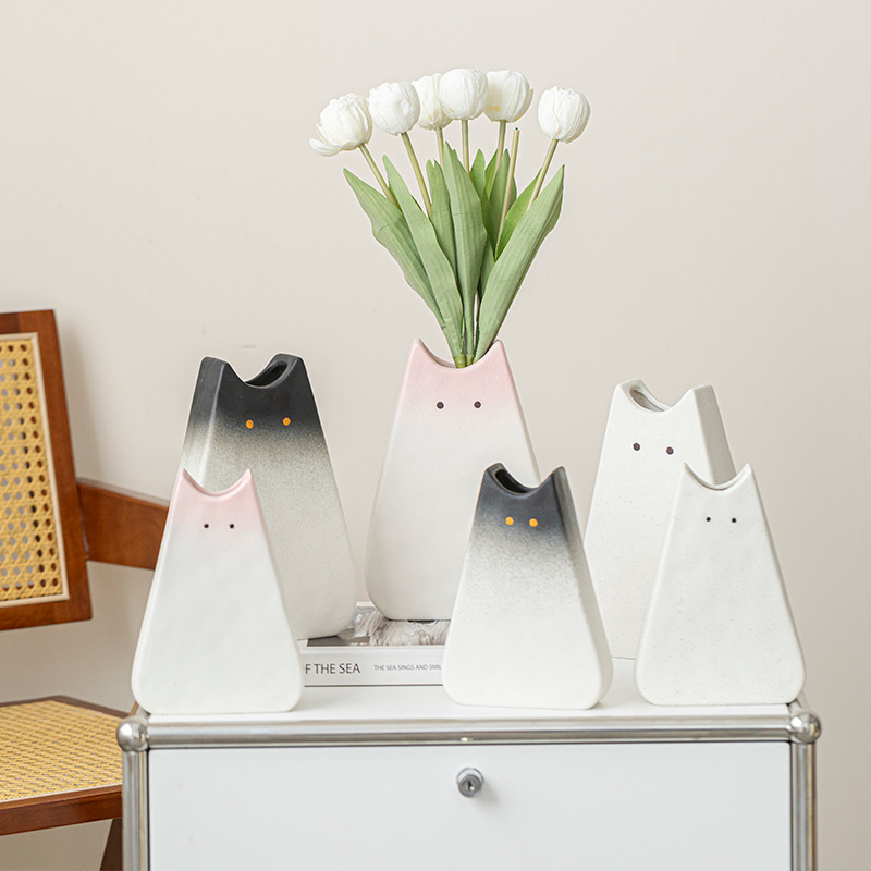 Cute cat-like ceramic vase, No - Glass Vase Nordic 리뷰 및 가격