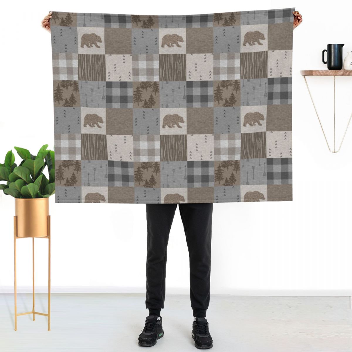 Bear Patchwork - Rustic Neutra - Neutral Throw Blanket 리뷰 및 가격
