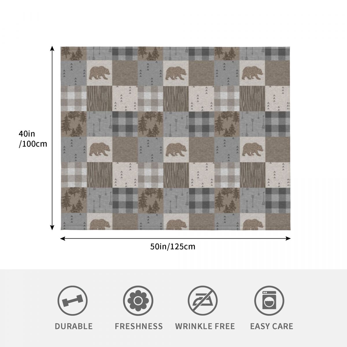 Bear Patchwork - Rustic Neutra - Neutral Throw Blanket 리뷰 및 가격