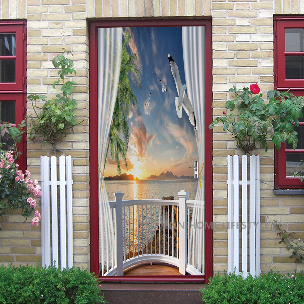 3D Landscape Door Stickers Rem - Home Decor On Sale 리뷰 및 가격