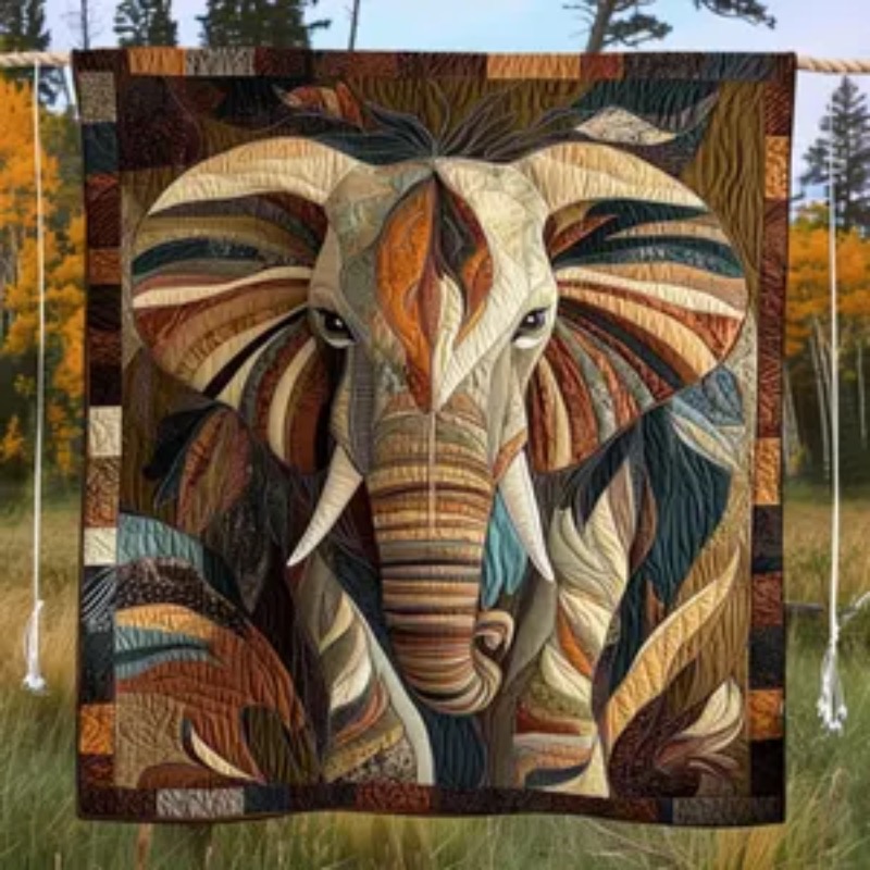 Elephant Quilt – Quilted Blank - Neutral Throw Blanket 리뷰 및 가격