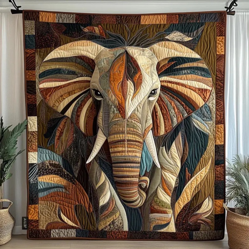Elephant Quilt – Quilted Blank - Neutral Throw Blanket 리뷰 및 가격