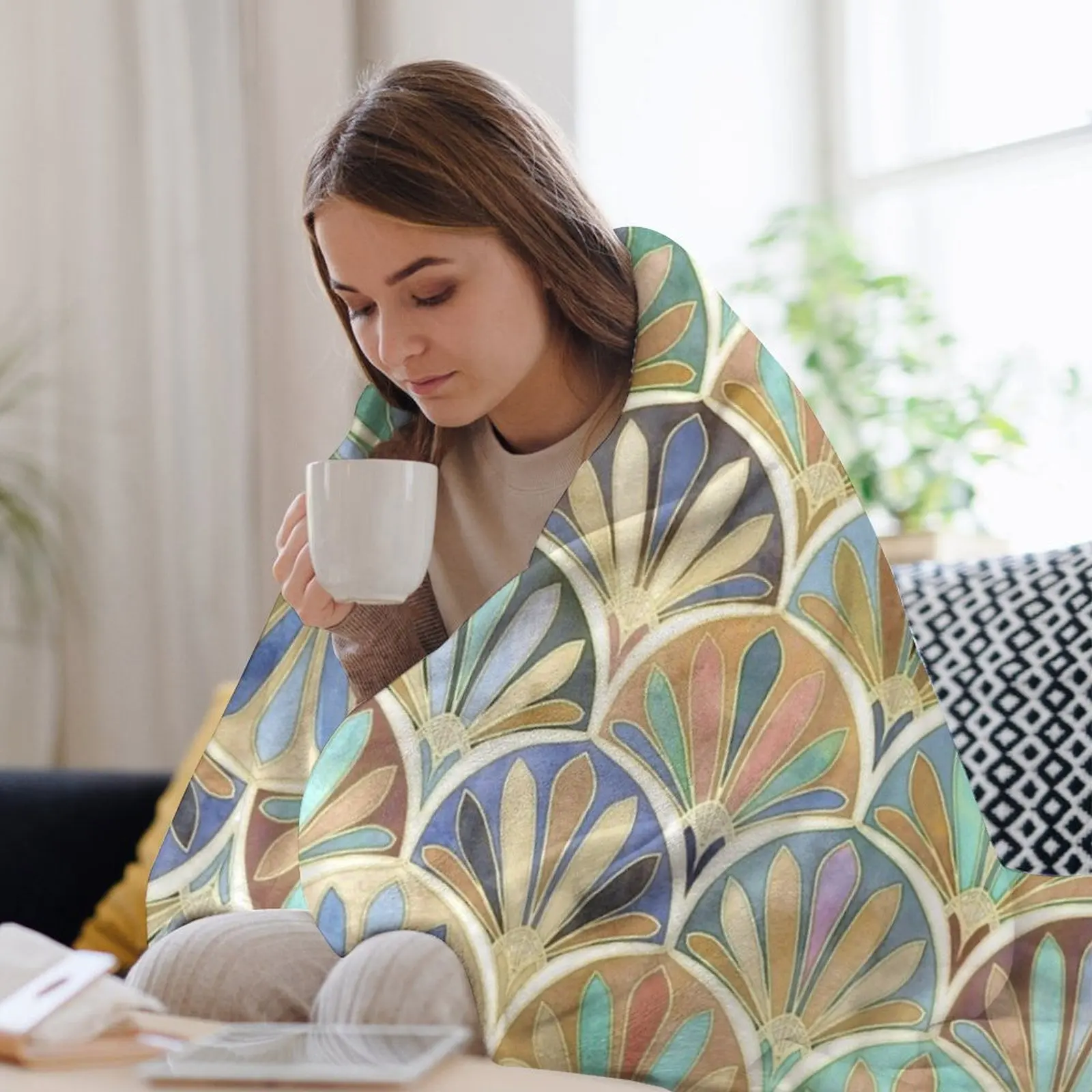 Autumn Neutrals Vintage Twenti - Neutral Throw Blanket 리뷰 및 가격