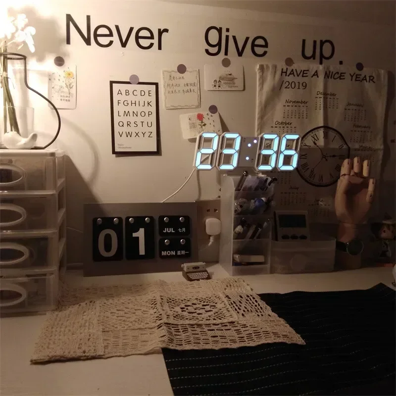 3D LED Digital Clock Wall Deco - Home Decor Aesthetic Pinterest 리뷰 및 가격