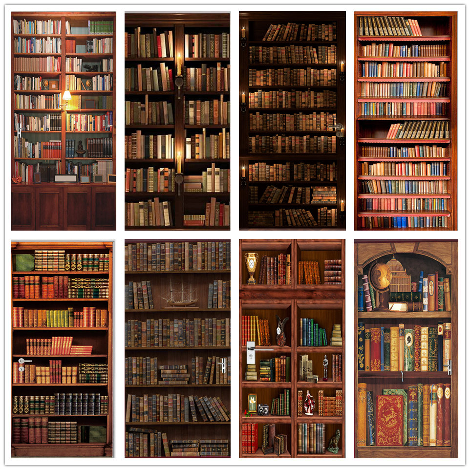 3D Door Wallpaper PVC Library  - Home Decor On Sale 리뷰 및 가격