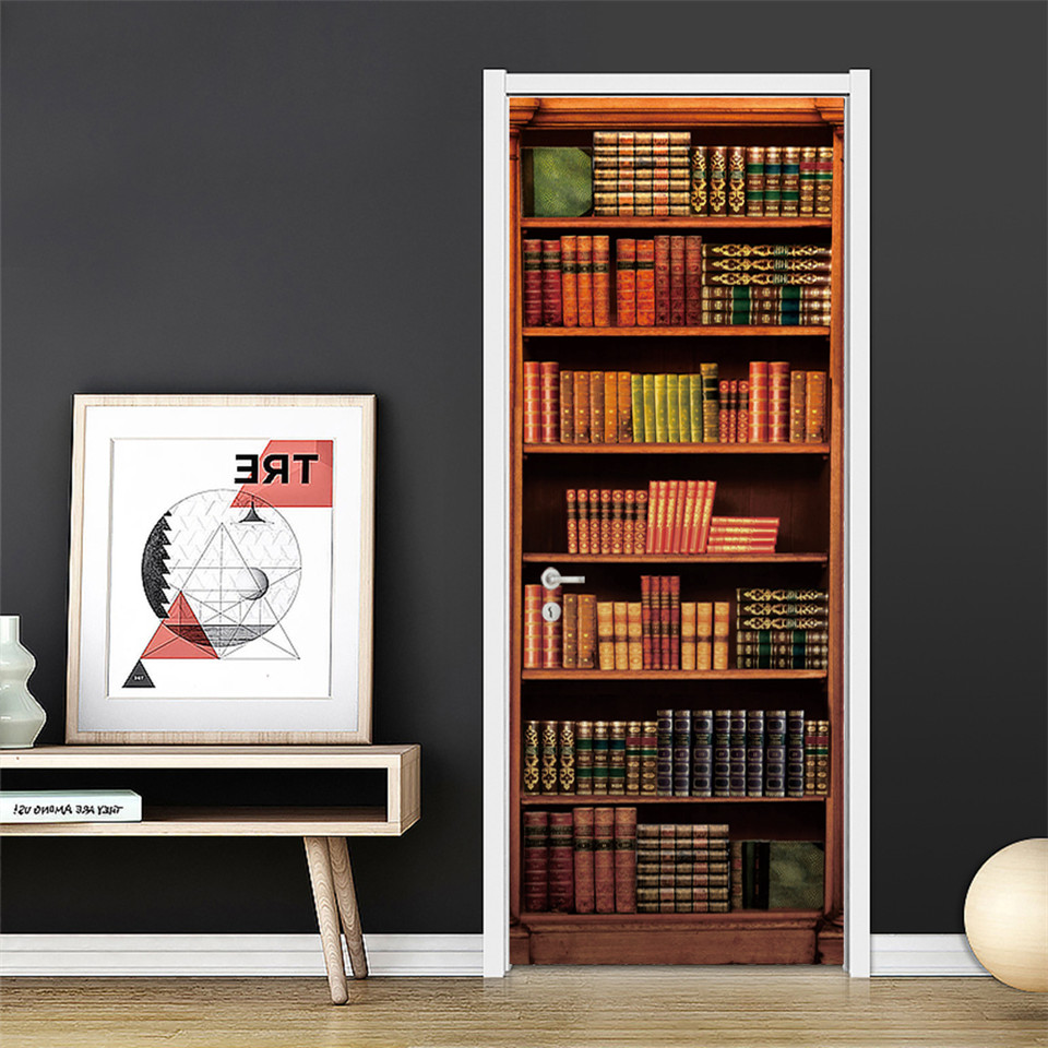 3D Door Wallpaper PVC Library  - Home Decor On Sale 리뷰 및 가격