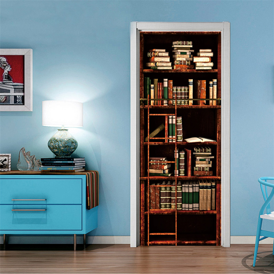 3D Door Wallpaper PVC Library  - Home Decor On Sale 리뷰 및 가격