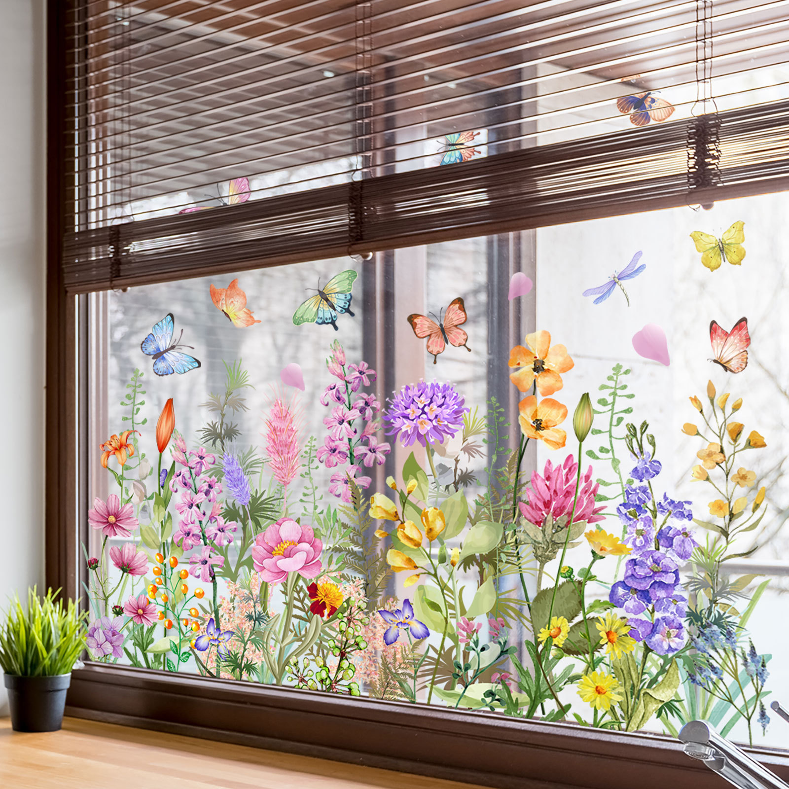 Watercolor Colored Flowers But - Home Decor Window Blinds 리뷰 및 가격