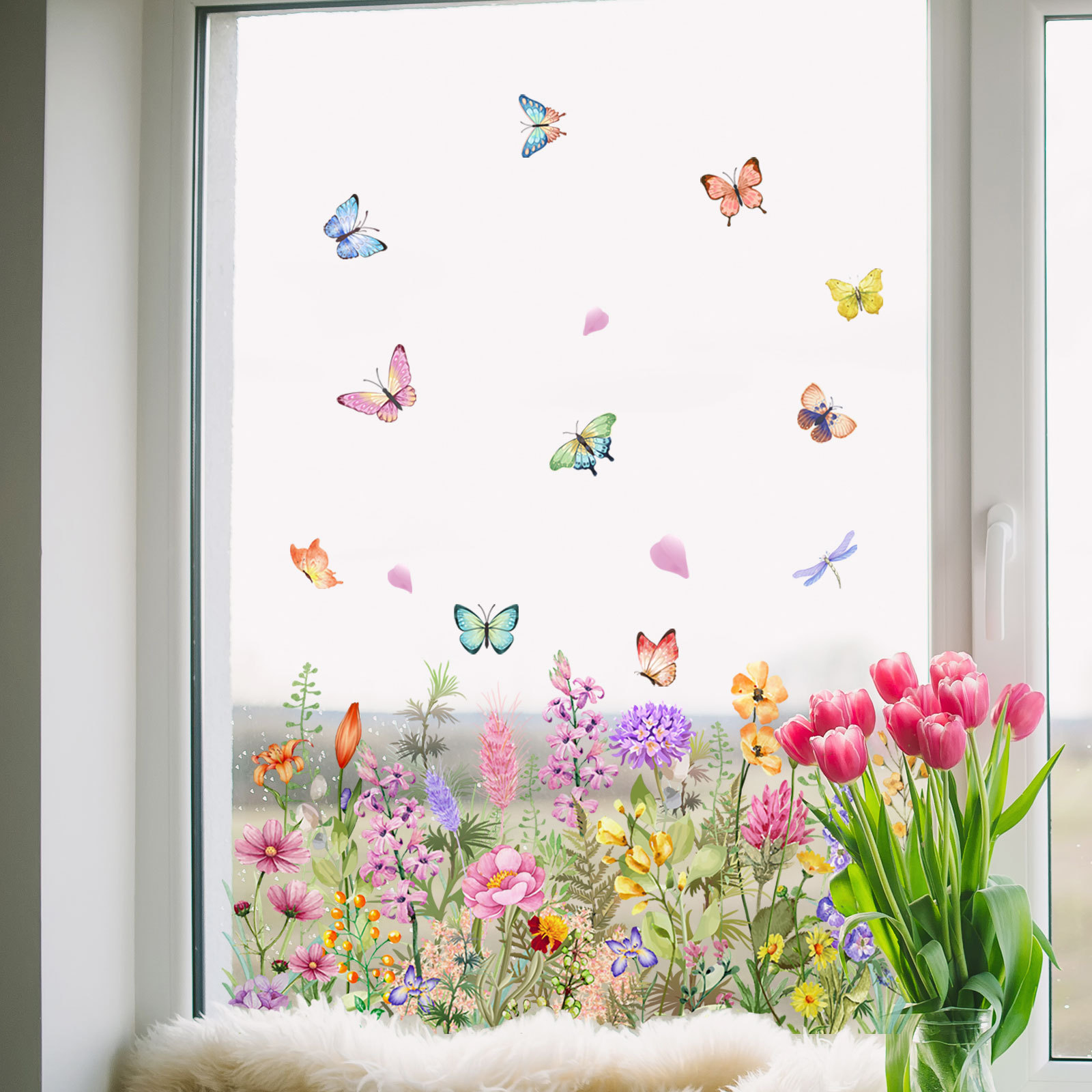 Watercolor Colored Flowers But - Home Decor Window Blinds 리뷰 및 가격