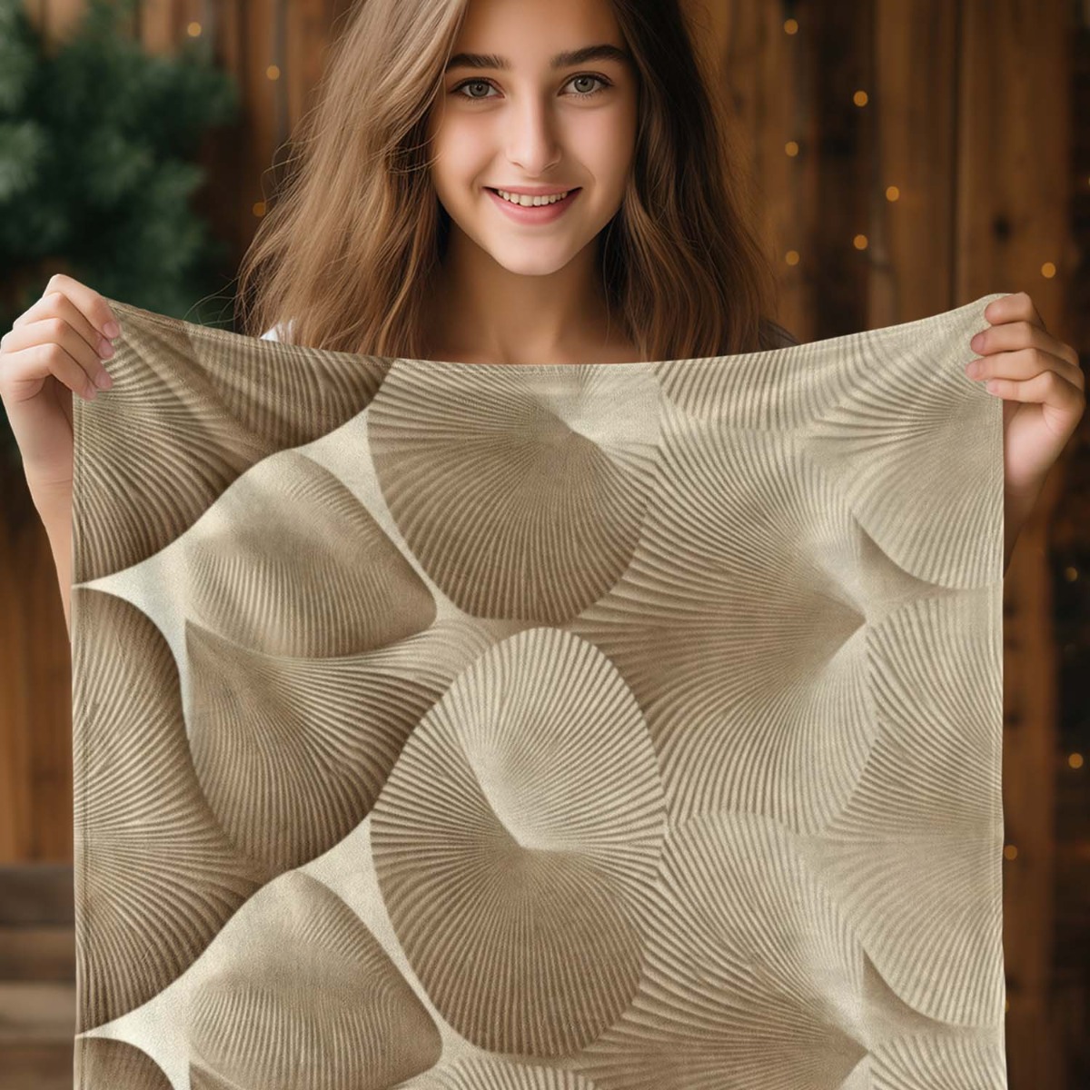 Modern Abstract Fan Shell Line - Neutral Throw Blanket 리뷰 및 가격