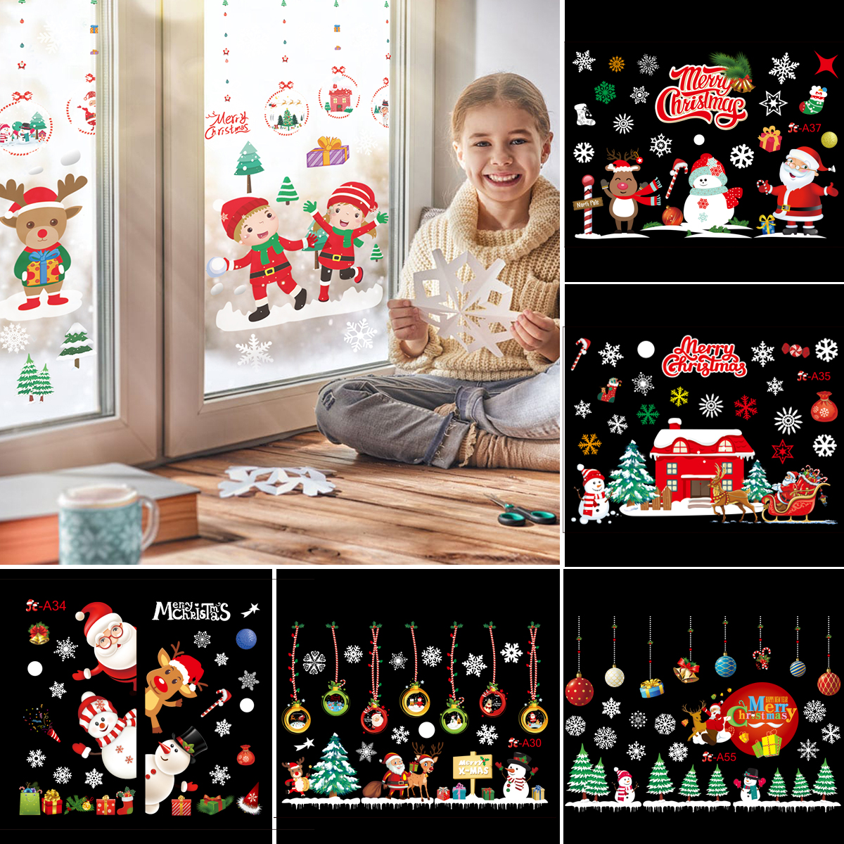 2025 Merry Christmas Wall Stic - Home Decor Window Blinds 리뷰 및 가격