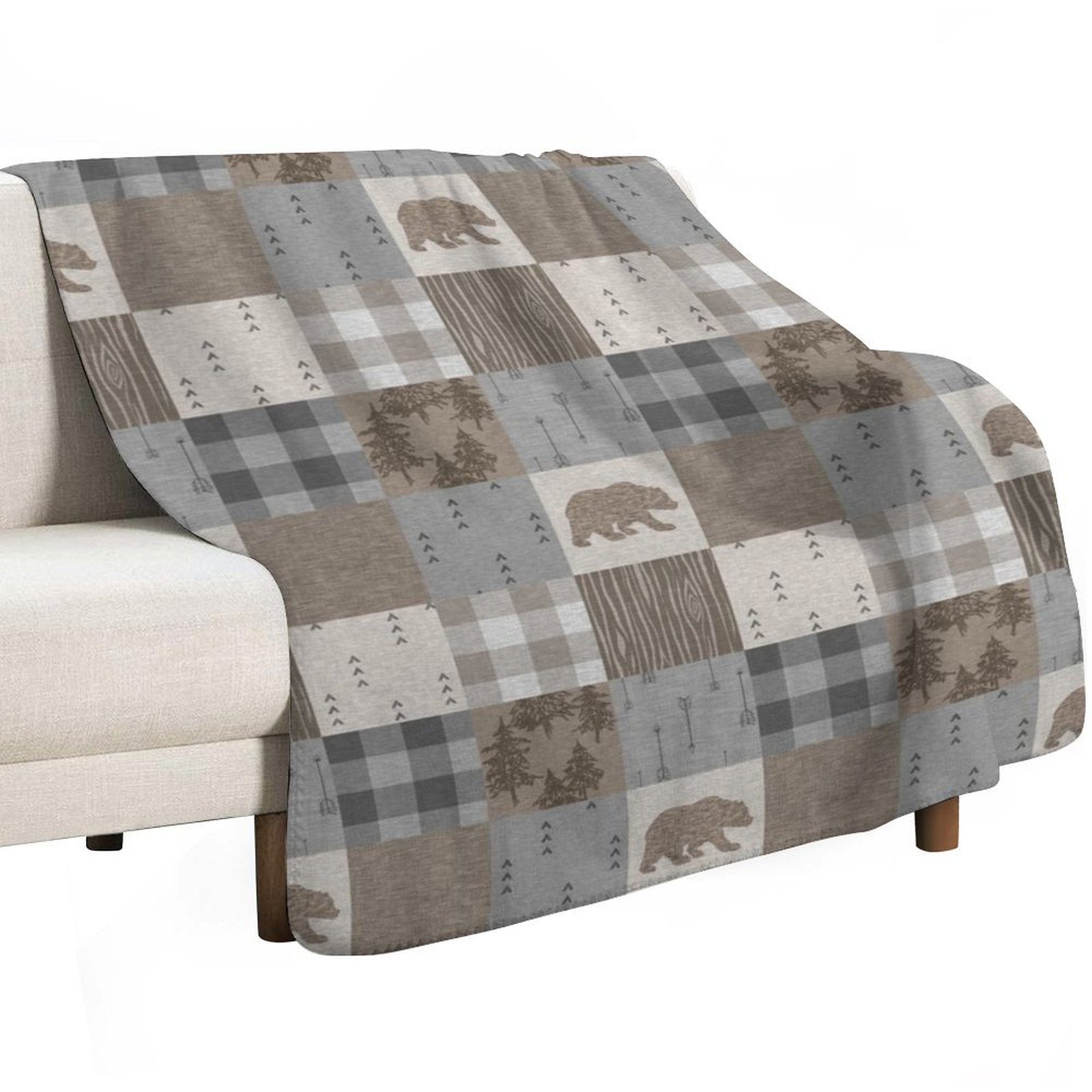 Bear Patchwork - Rustic Neutra - Neutral Throw Blanket 리뷰 및 가격
