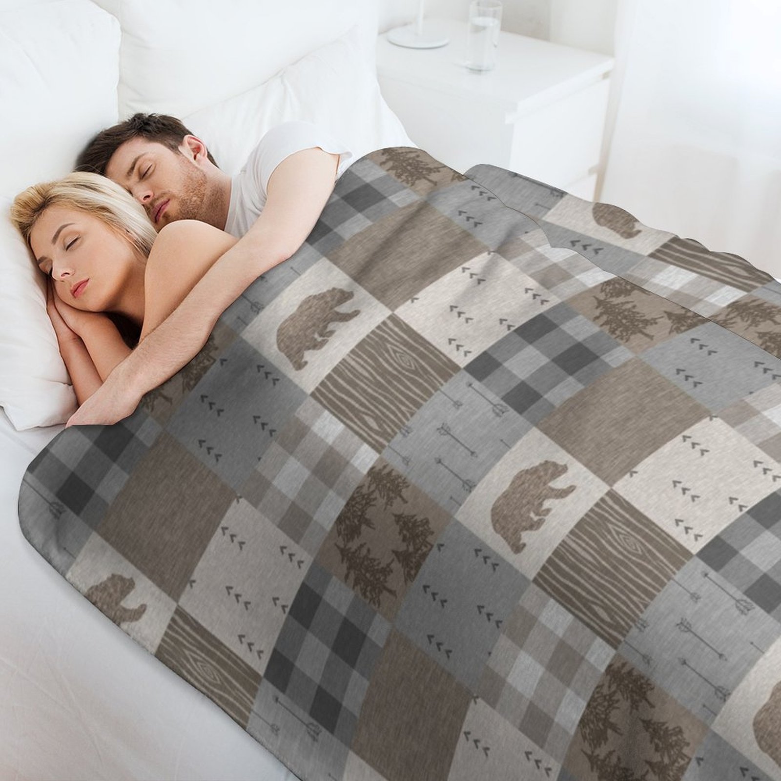 Bear Patchwork - Rustic Neutra - Neutral Throw Blanket 리뷰 및 가격