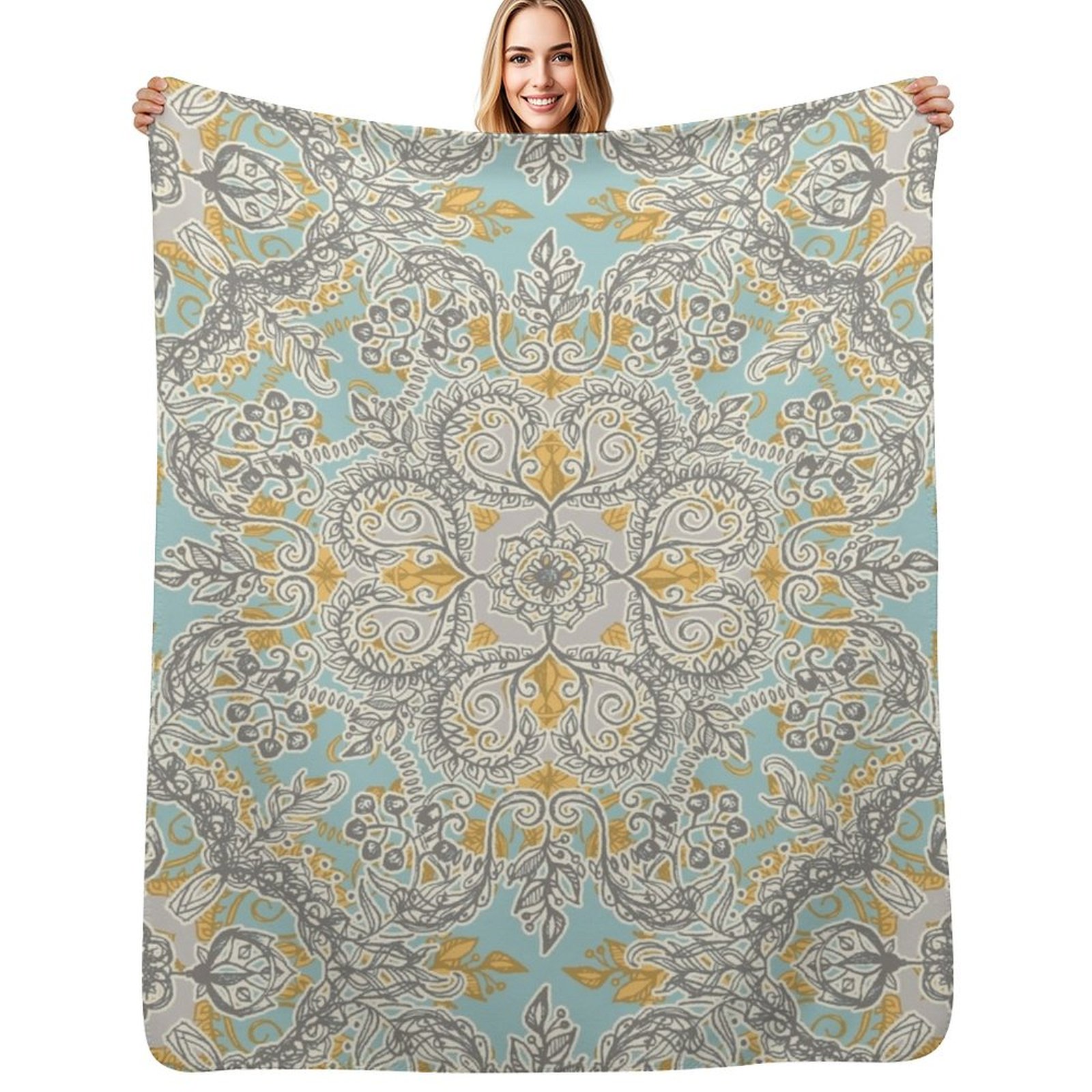 Gypsy Floral in Soft Neutrals, - Neutral Throw Blanket 리뷰 및 가격