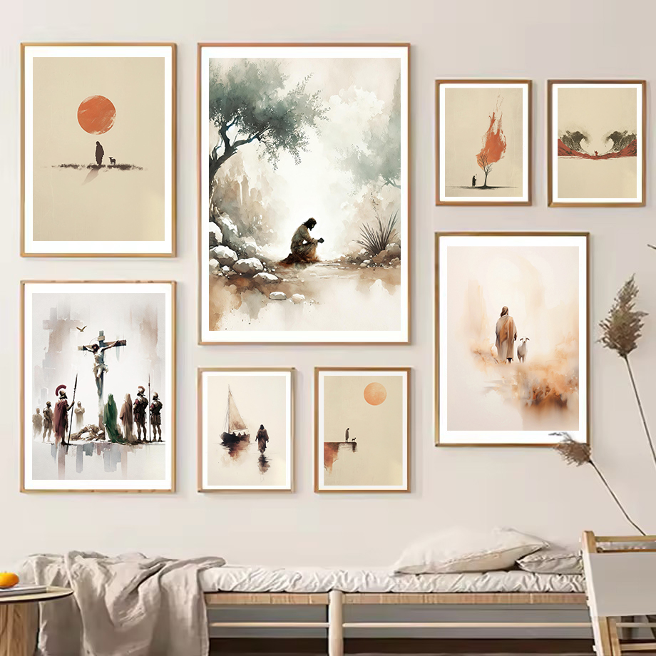 Watercolor Jesus leaves the 99 - Home Decor Jesus 리뷰 및 가격
