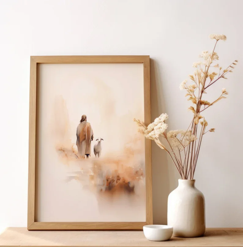 Watercolor Jesus leaves the 99 - Home Decor Jesus 리뷰 및 가격
