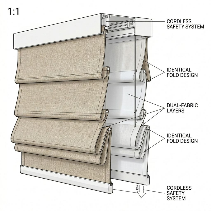 French Linen Blackout Roman Bl - Home Decor Window Blinds 리뷰 및 가격