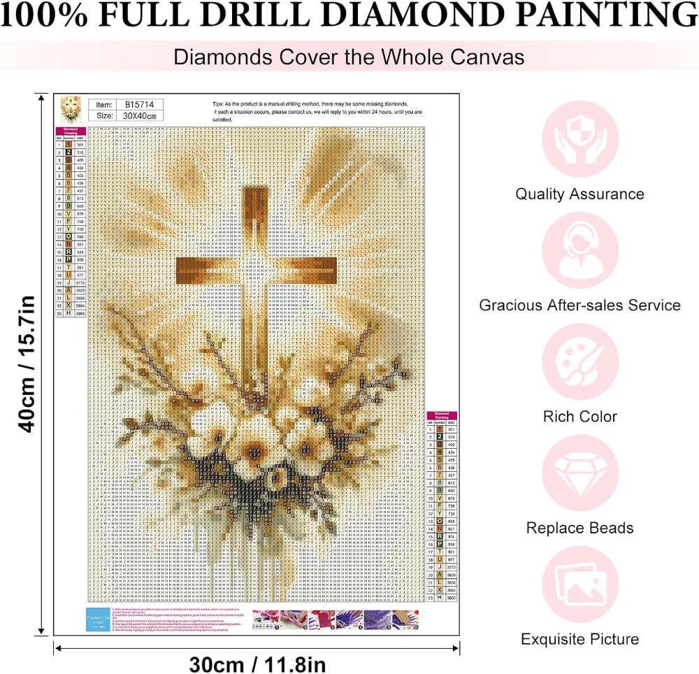 Religious Cross Diamond Art Ki - Home Decor Jesus 리뷰 및 가격