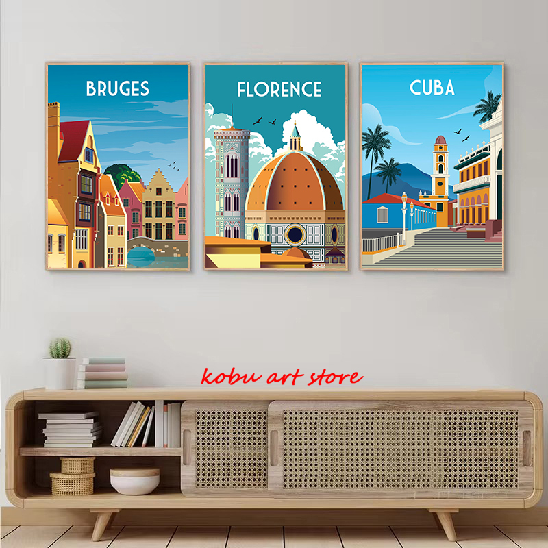 Travel Illustrated Canvas Pain - Home Decor Dubai 리뷰 및 가격